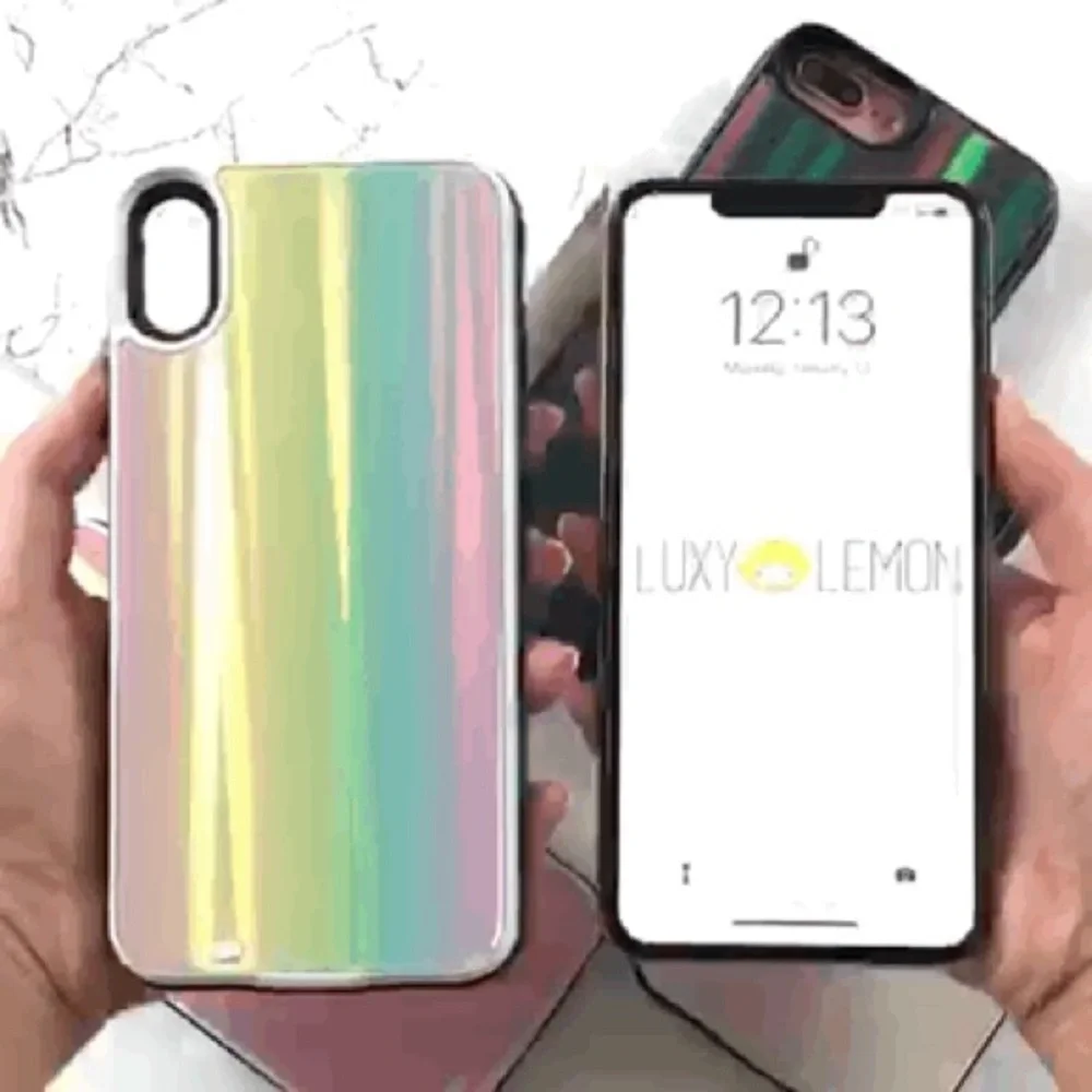🎉 HOST PICK🎉 Luxy Lemon Rainbow Laser Holo Glass Battery Case for iPhone XS Max